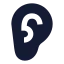 Ear icon with solid sharp style