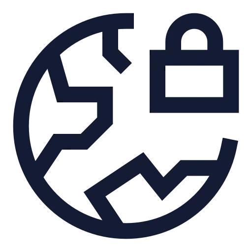 Earth Lock Icon in Stroke Sharp style
