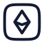 Ethereumrectangle icon with stroke rounded style
