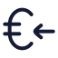 Euroreceive icon with stroke rounded style