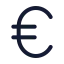 Euro icon with stroke rounded style