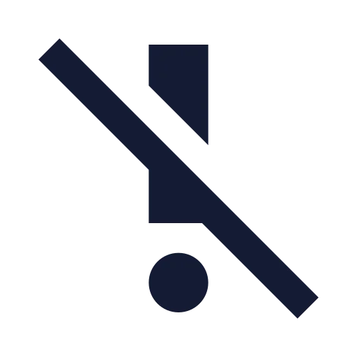 Exclamation Mark Big Slash Icon in Solid Sharp style