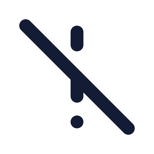 Exclamation Mark Slash Icon in Solid Rounded style