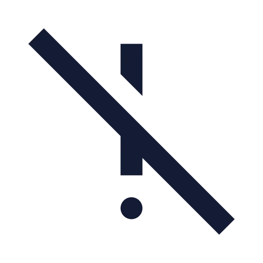 Exclamation Mark Slash Icon in Solid Sharp style