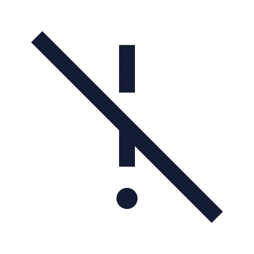 Exclamation Mark Slash Icon in Stroke Sharp style