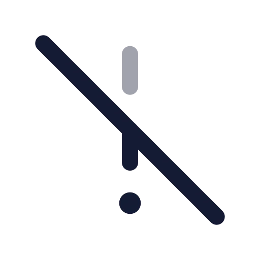 Exclamation Mark Slash Icon in Twotone Rounded style