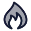 Fire icon with duotone rounded style