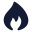 Fire icon with solid rounded style