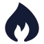 Fire icon with solid sharp style