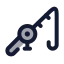 Fishingrod icon with duotone rounded style