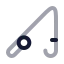 Fishingrod icon with twotone rounded style
