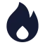 Flame icon with solid sharp style
