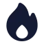 Flame icon with solid standard style