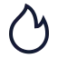 Flame icon with stroke sharp style