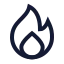 Flame icon with stroke sharp style