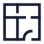 Floorplan icon with stroke sharp style