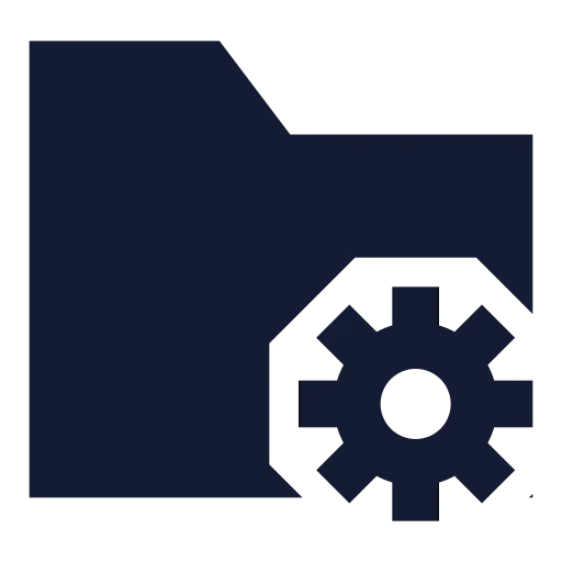 Folder Cog Icon in Solid Sharp style