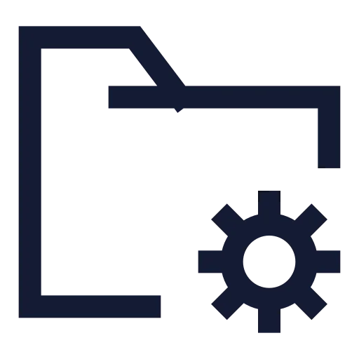 Folder Cog Icon in Stroke Sharp style
