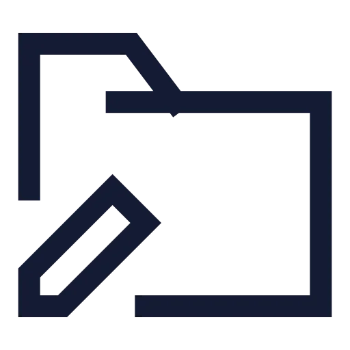Folder Pen Icon in Stroke Sharp style