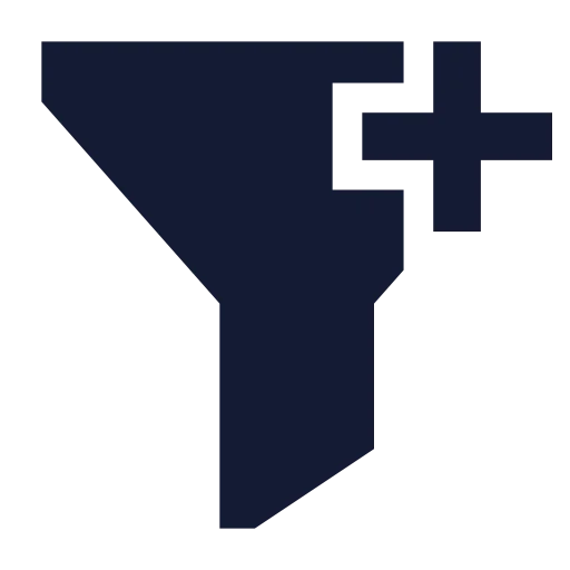 Funnel Plus Icon in Solid Sharp style