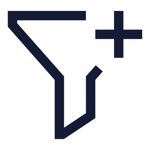 Funnel Plus Icon in Stroke Sharp style