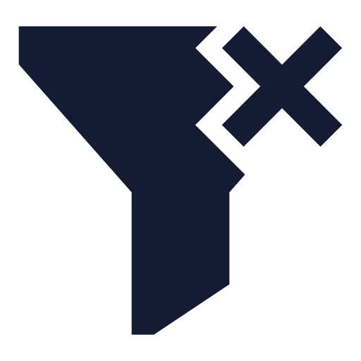 Funnel X Icon in Solid Sharp style