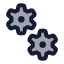 Gears icon with duotone rounded style