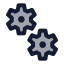 Gears icon with duotone standard style