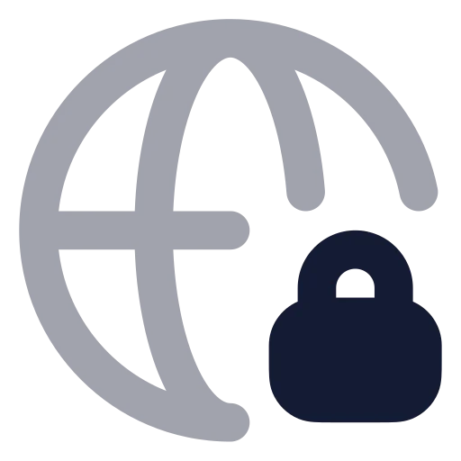 Globe Lock Icon in Bulk Rounded style