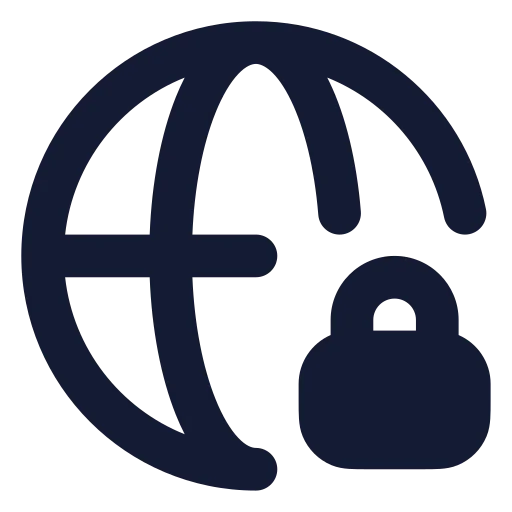 Globe Lock Icon in Solid Rounded style