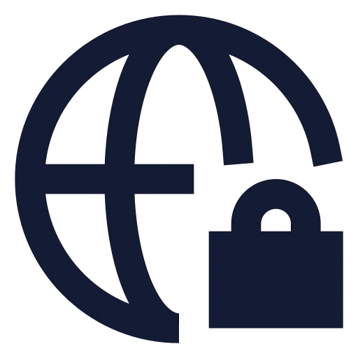 Globe Lock Icon in Solid Sharp style