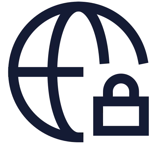 Globe Lock Icon in Stroke Sharp style