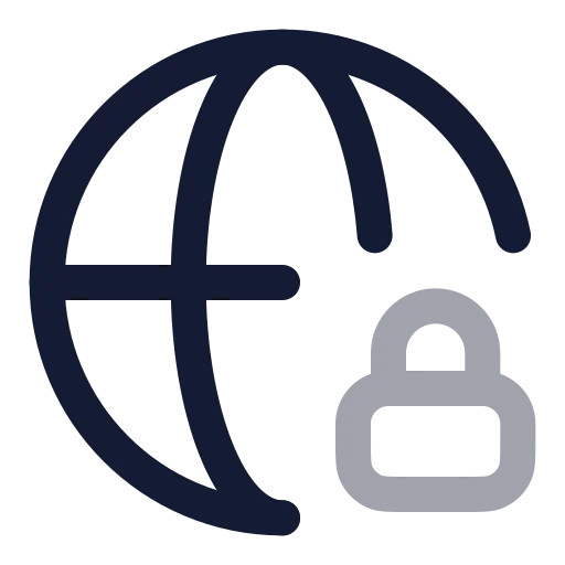 Globe Lock Icon in Twotone Rounded style
