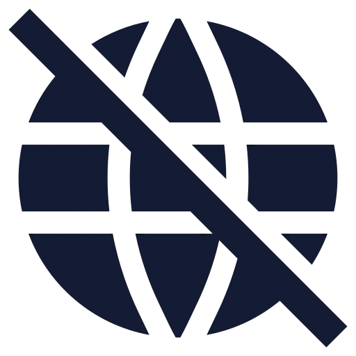 Globe Off Icon in Solid Sharp style