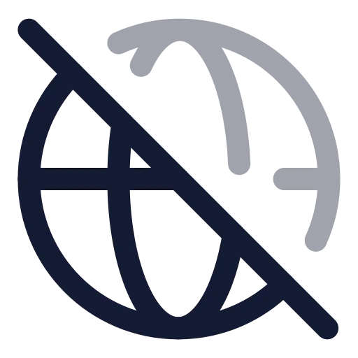 Globe Off Icon in Twotone Rounded style