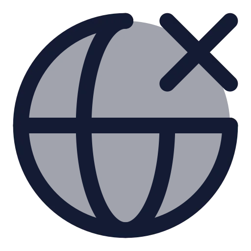 Globe X Icon in Duotone Rounded style