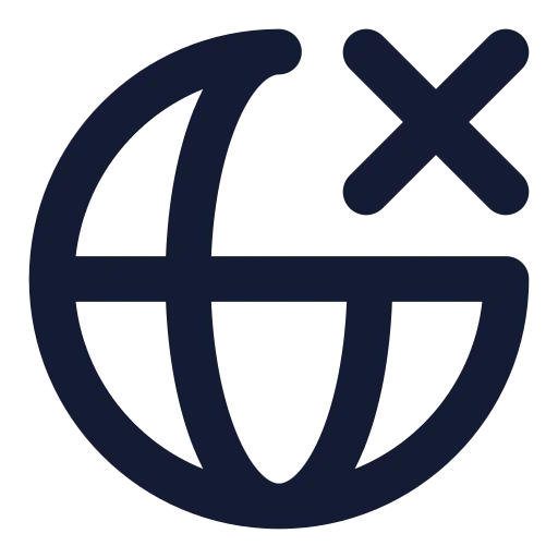 Globe X Icon in Solid Rounded style