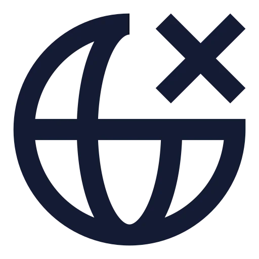 Globe X Icon in Solid Sharp style