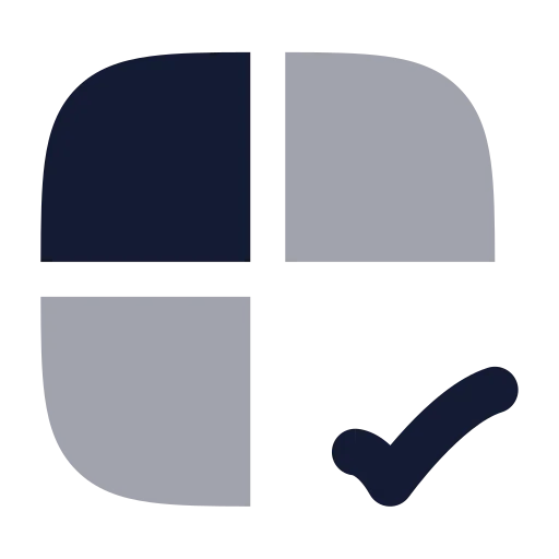 Grid 2 X 2 Check Icon in Bulk Rounded style