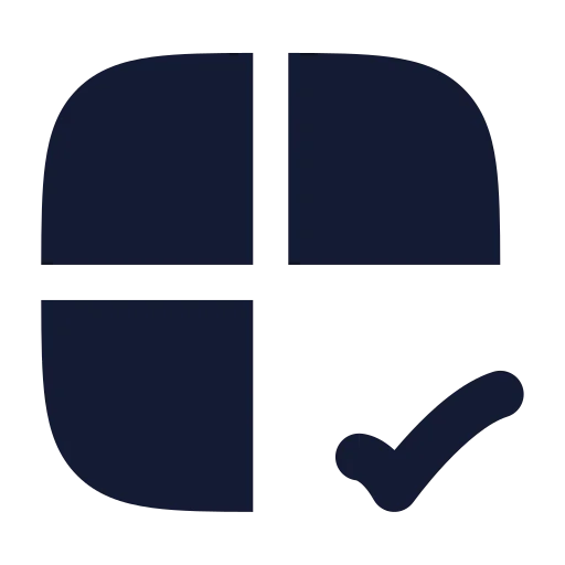 Grid 2 X 2 Check Icon in Solid Rounded style