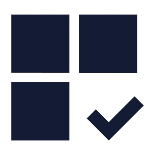 Grid 2 X 2 Check Icon in Solid Sharp style