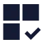 Grid 2 X 2 Check icon with solid sharp style