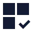 Grid 2 X 2 Check icon with solid sharp style