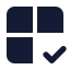 Grid 2 X 2 Check icon with solid standard style