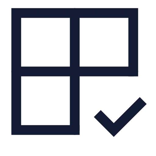 Grid 2 X 2 Check Icon in Stroke Sharp style