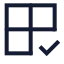 Grid 2 X 2 Check icon with stroke sharp style
