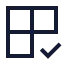 Grid 2 X 2 Check icon with stroke sharp style