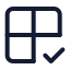 Grid 2 X 2 Check icon with stroke standard style