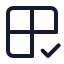 Grid 2 X 2 Check icon with stroke standard style