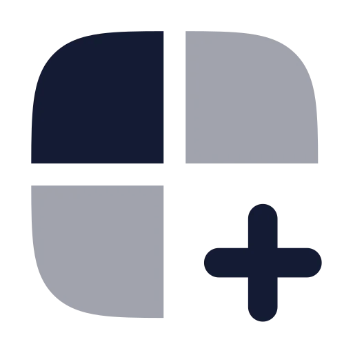 Grid 2 X 2 Plus Icon in Bulk Rounded style